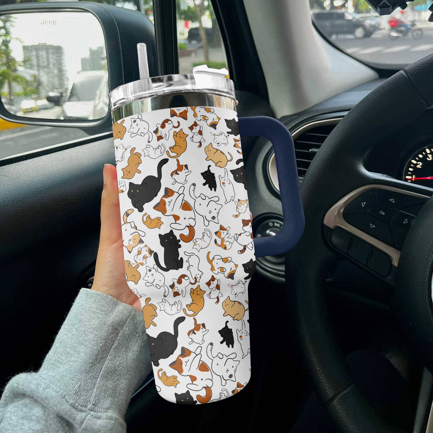 Cat Shineful™ Tumbler 40 Oz Cuteness Overloaded Tl10 Navy 40Oz