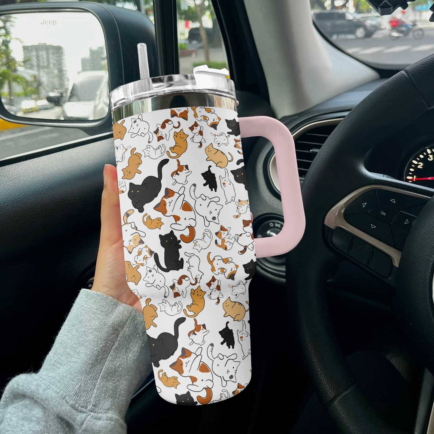 Cat Shineful™ Tumbler 40 Oz Cuteness Overloaded Tl10 Light Pink 40Oz