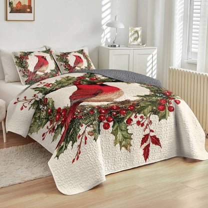 Shineful All Season Quilt 3-Piece Set Cardinal Christmas