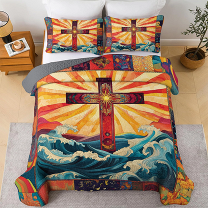 Shineful All Season Quilt 3-Piece Set Waves of Faith