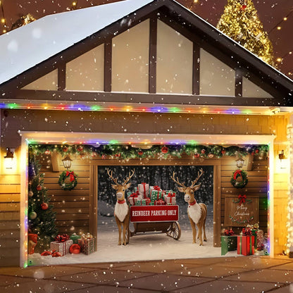 Shineful Garage Door Banner Decoration - Reindeer Parking Only