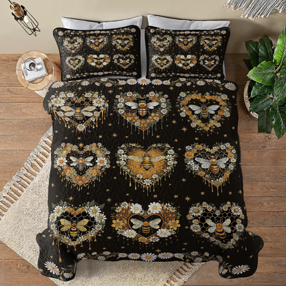 Shineful All Season Quilt 3-Piece Set Moonlit Honeyheart Quilt