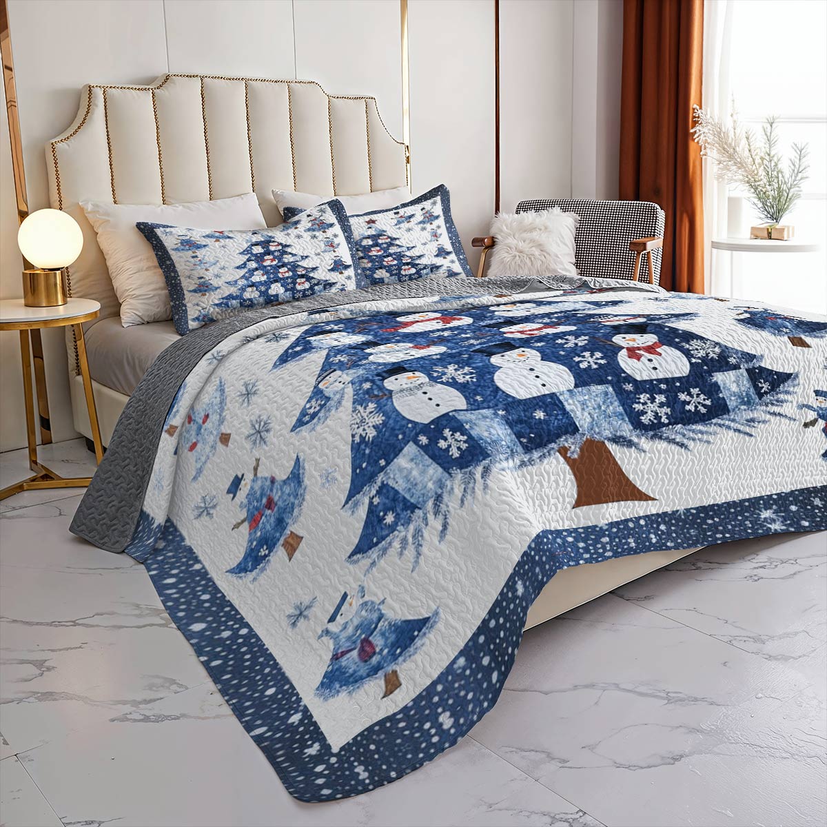 Shineful All Season Quilt 3-Piece Set Pretty Dancing Snowmen