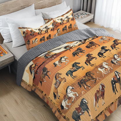Shineful All Season Quilt 3-Piece Set Native America Leaping Stallion