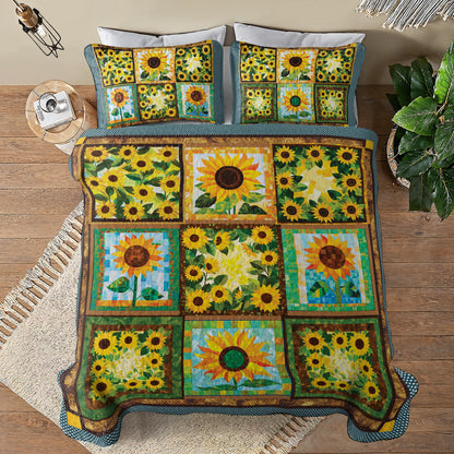 Shineful All Season Quilt 3-Piece Set - Sunflower Blooms And Shines