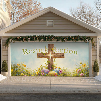 Shineful Garage Door Banner Decoration Resurrection Cross
