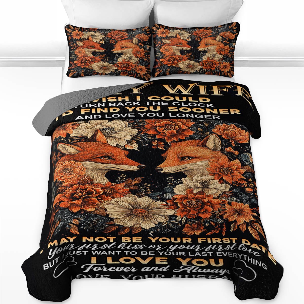 Shineful All Season Quilt 3-Piece Set Darling Fox Love