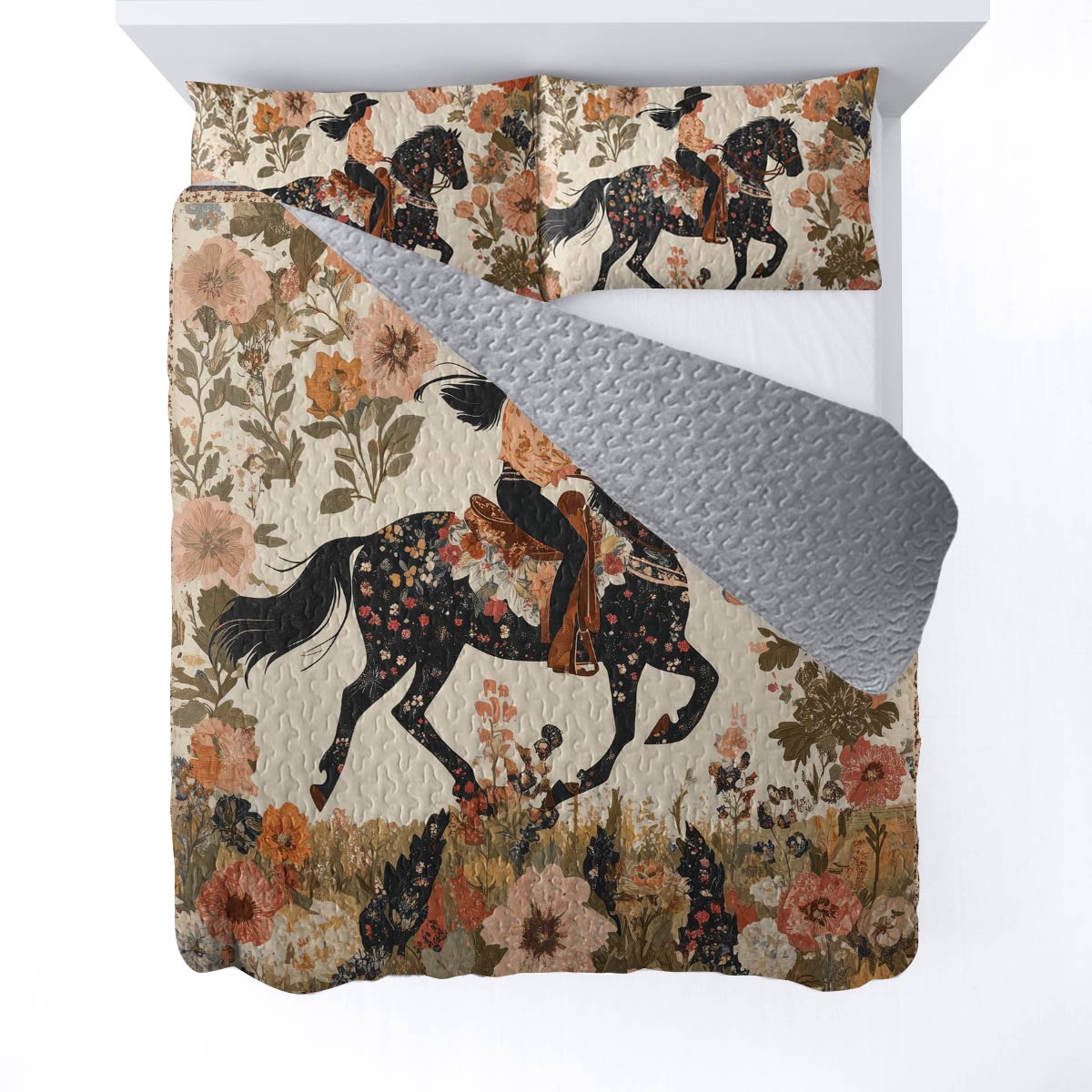 Shineful All Season Quilt 3-Piece Set - Floral Cowgirl