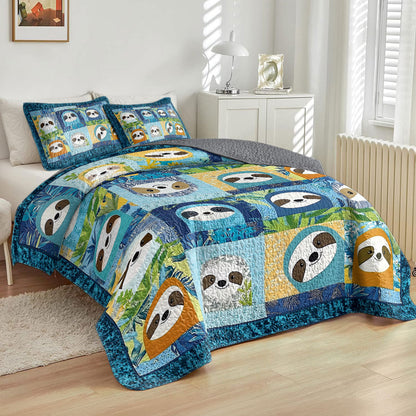 Shineful All Season Quilt 3-Piece Set Sloth Blue Slumber