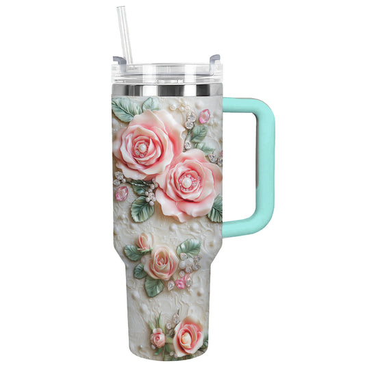 Shineful Tumbler Pink Porcelain Roses