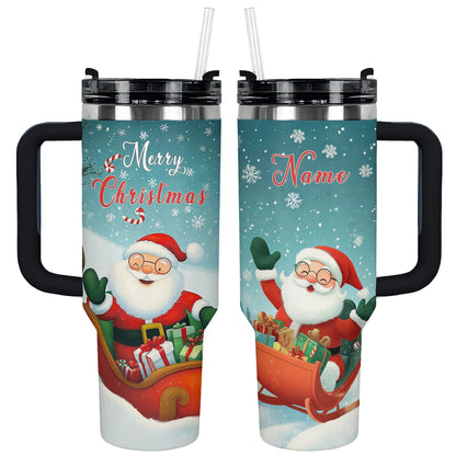 Shineful Tumbler Personalized Christmas Jolly Santa Sleigh Ride