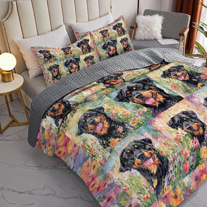 Shineful All Season Quilt 3-Piece Set - Rottweiler Meadow Haven