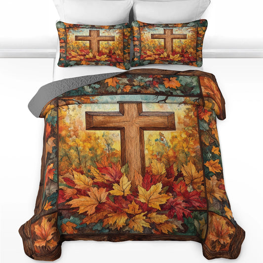 Shineful All Season Quilt 3-Piece Set - Autumn Glory Cross