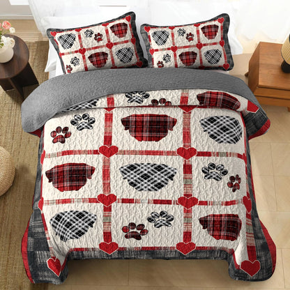 Shineful All Season Quilt 3-Piece Set Rottweiler Plaid Paw Love