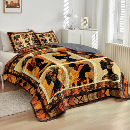 Shineful All Season Quilt 3-Piece Set - Black Women Grace