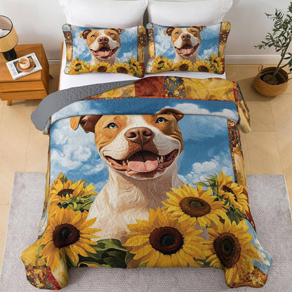 Shineful All Season Quilt 3-Piece Set Happy Bulldog