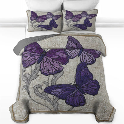 Shineful Quilt 3-Piece Set Violet Sketch of Serenity