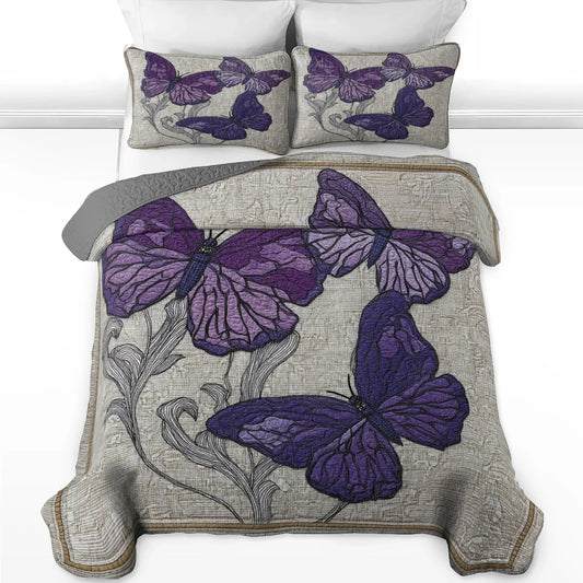 Shineful Quilt 3-Piece Set Violet Sketch of Serenity