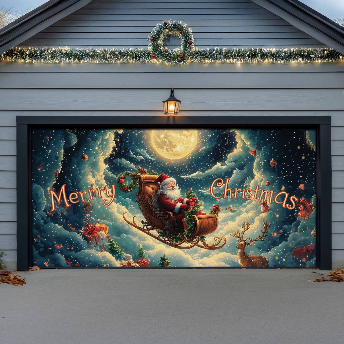 Shineful Garage Door Banner Decoration  Santa's Magical Sleigh Ride