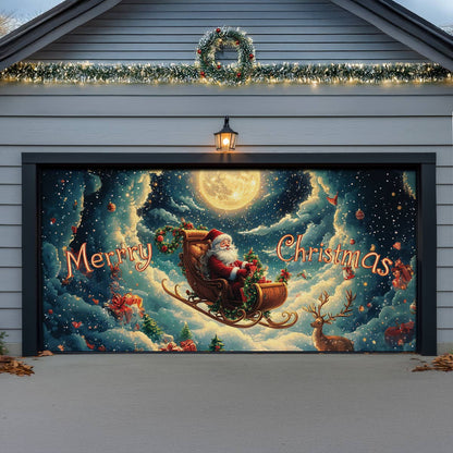 Shineful Garage Door Banner Decoration  Santa's Magical Sleigh Ride