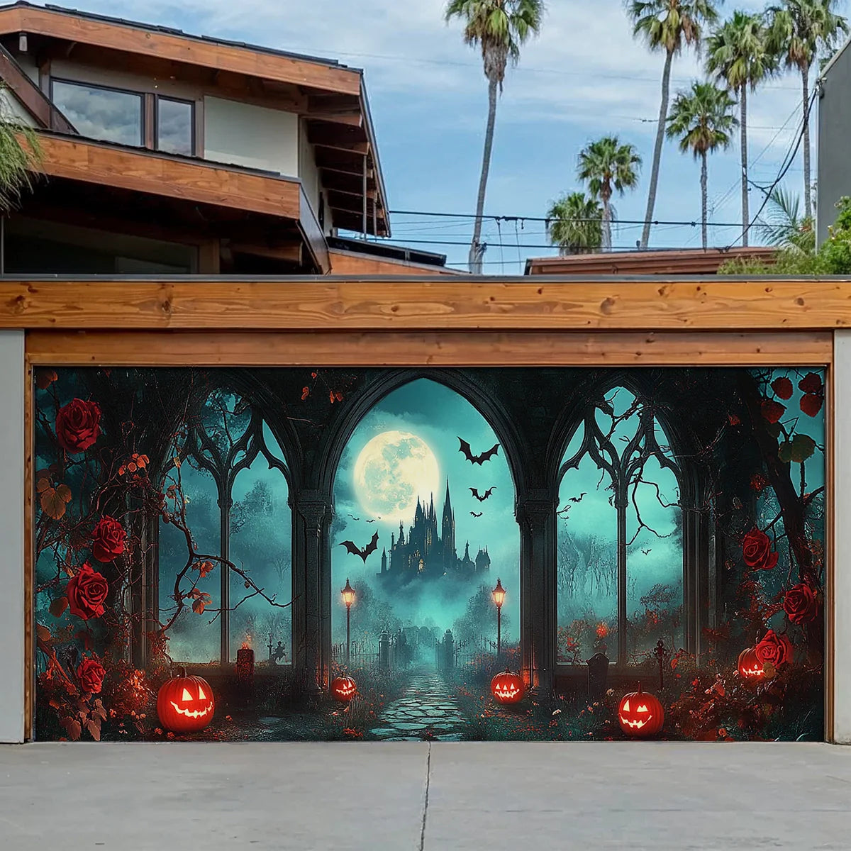 Shineful Garage Door Banner Decoration - Crimson Nightfall