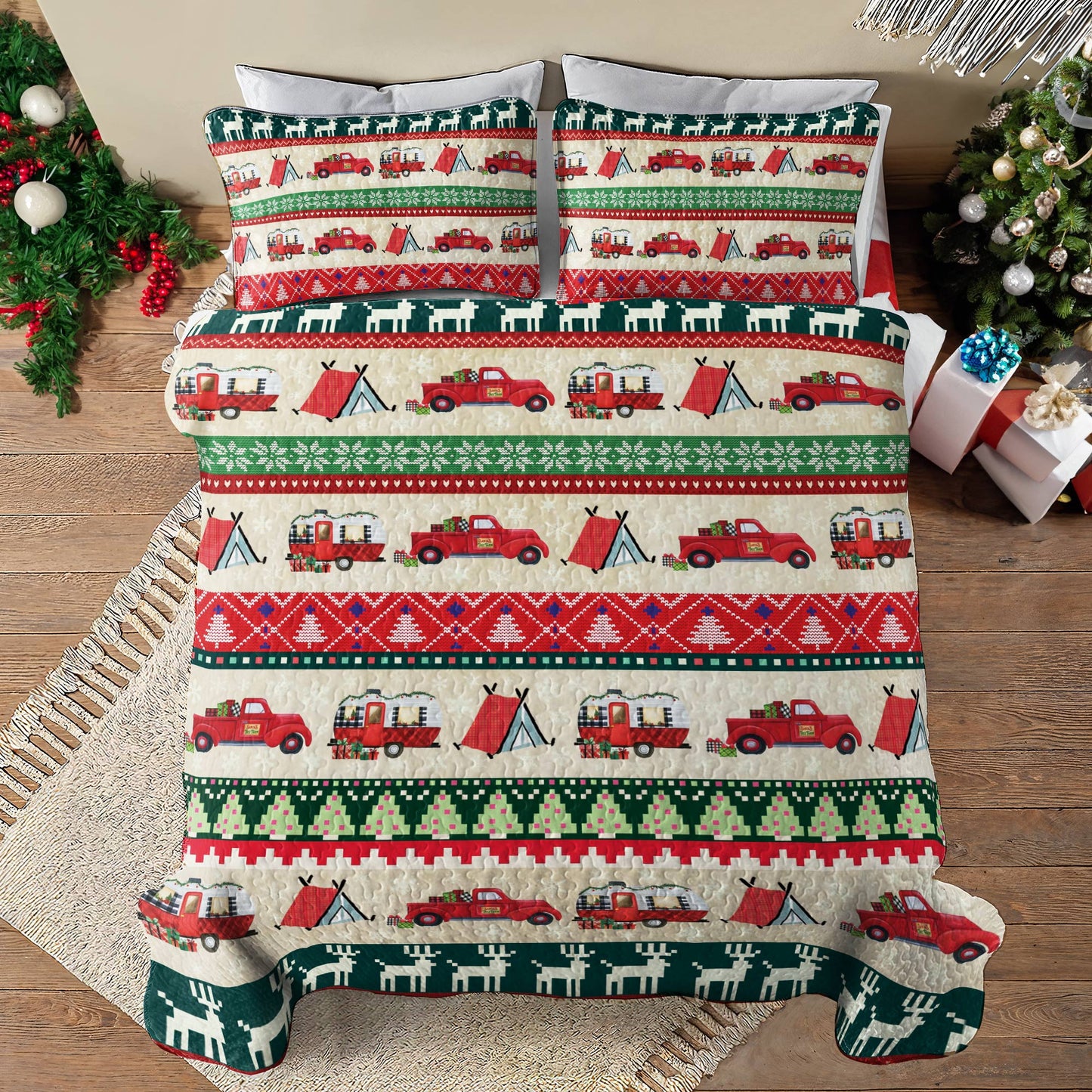 Shineful All Season Quilt 3-Piece Set Camping Christmas