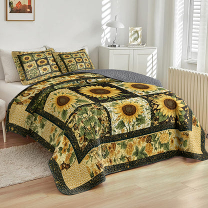 Shineful All Season Quilt 3-Piece Set Sunflower Patch