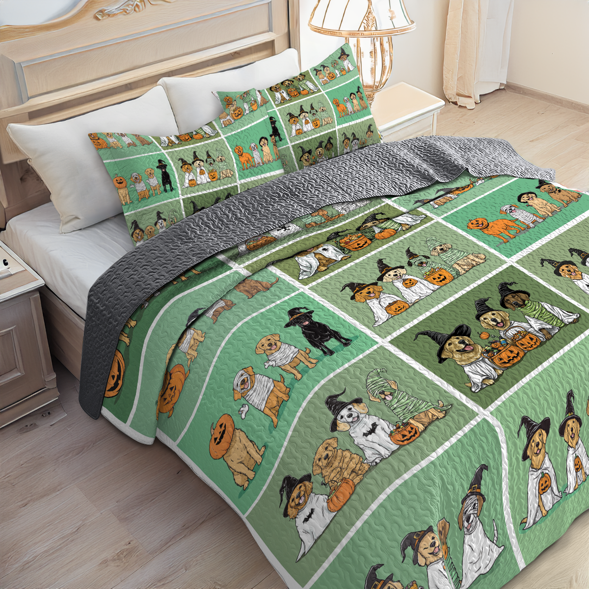 Shineful All Season Quilt 3-Piece Set - Golden Halloween