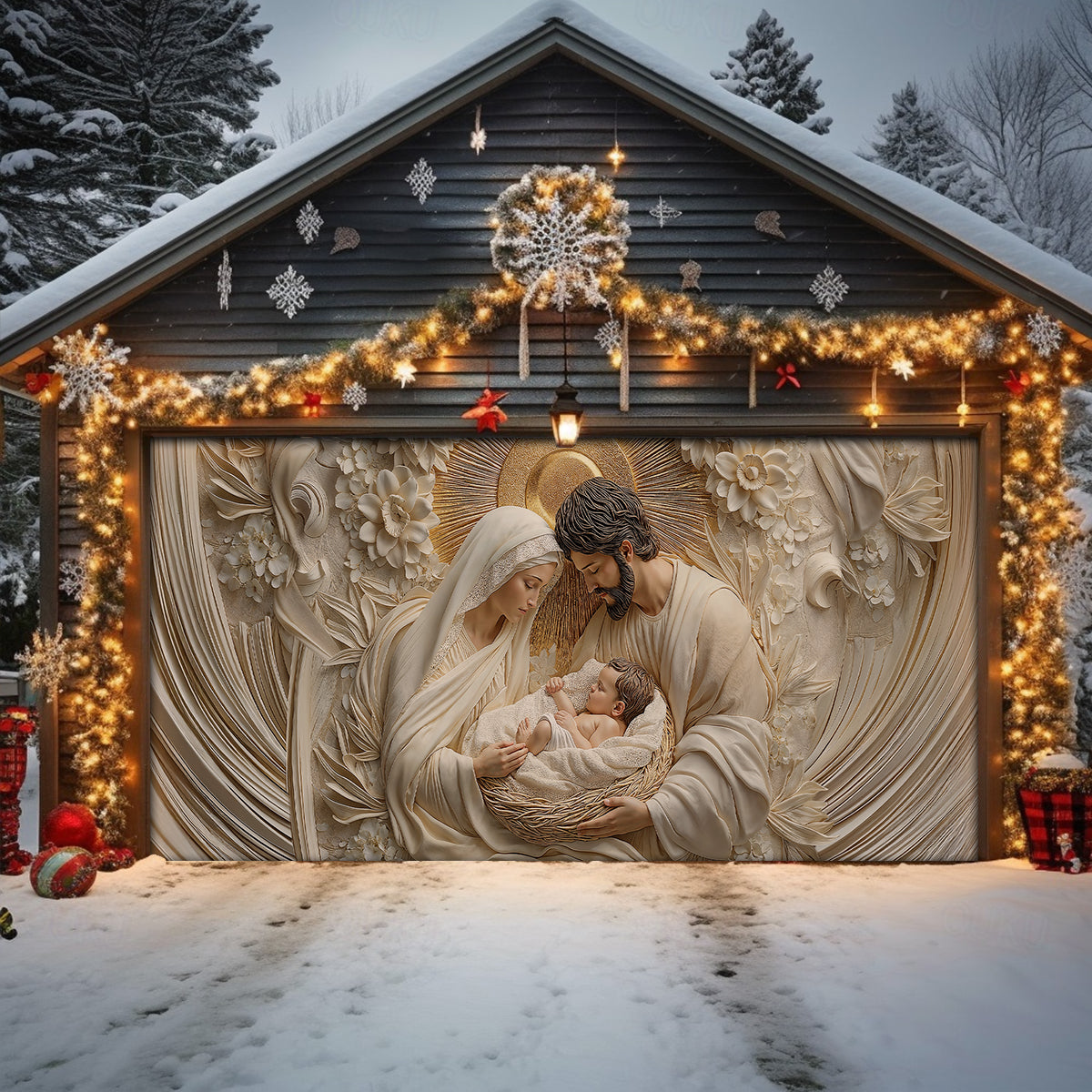 Shineful Garage Door Banner Decoration - Holy Family
