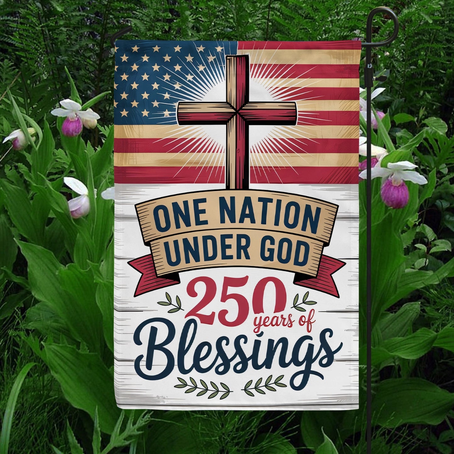Shineful Gargen Flag 12" x 18" - Faith Over America