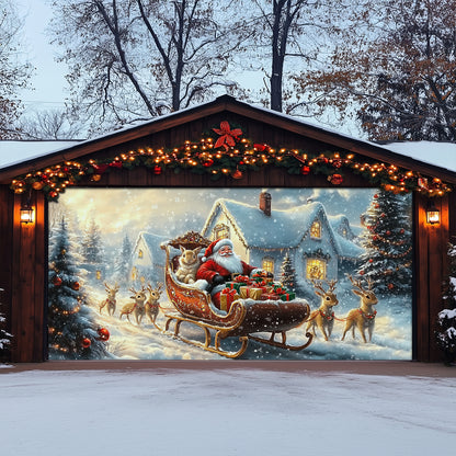 Shineful Garage Door Banner Decoration Magic Sleigh