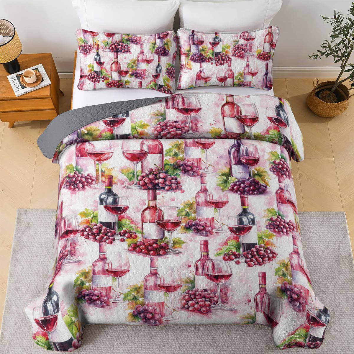 Shineful All Season Quilt 3-Piece Set Grape & Wine Bliss