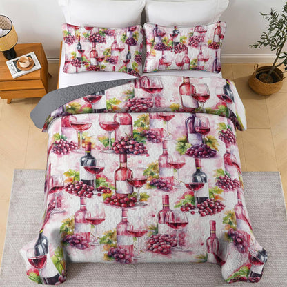 Shineful All Season Quilt 3-Piece Set Grape & Wine Bliss