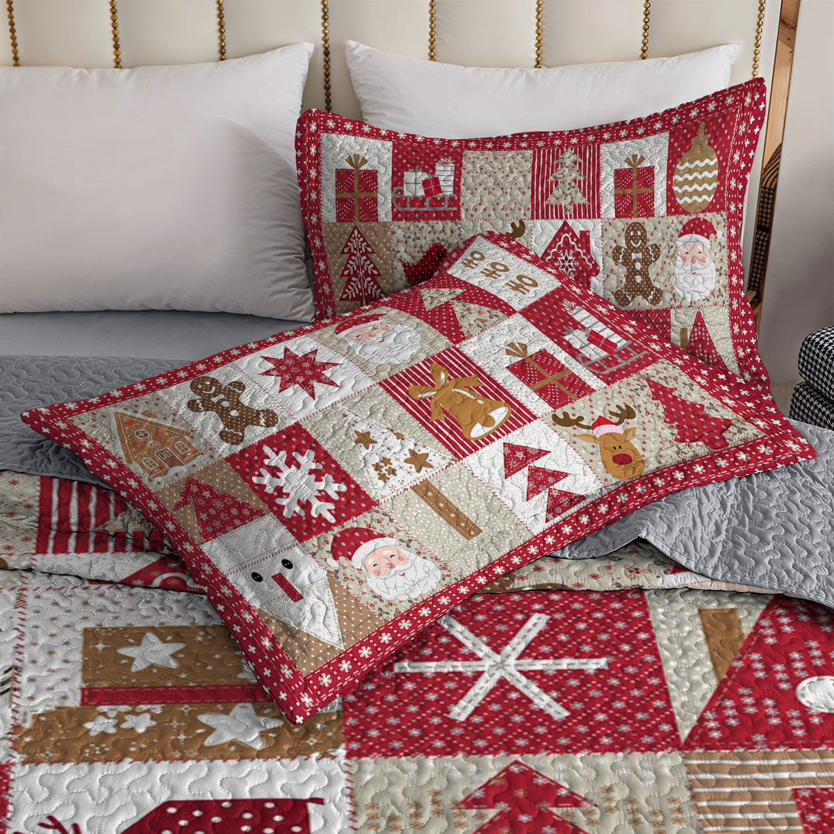 Shineful All Season Quilt 3-Piece Set Patchwork Christmas Wonderland