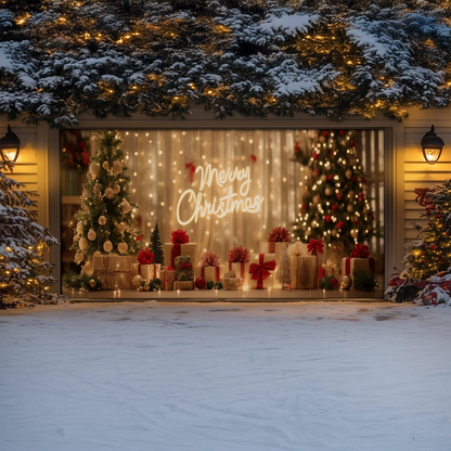 Shineful Garage Door Banner Decoration Golden Holiday Glow