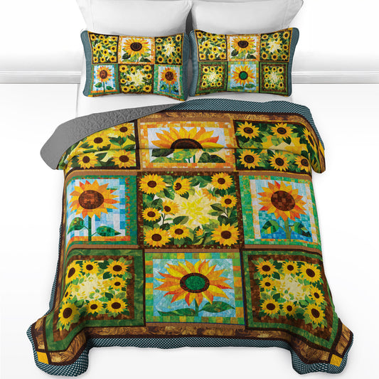 Shineful All Season Quilt 3-Piece Set - Sunflower Blooms And Shines