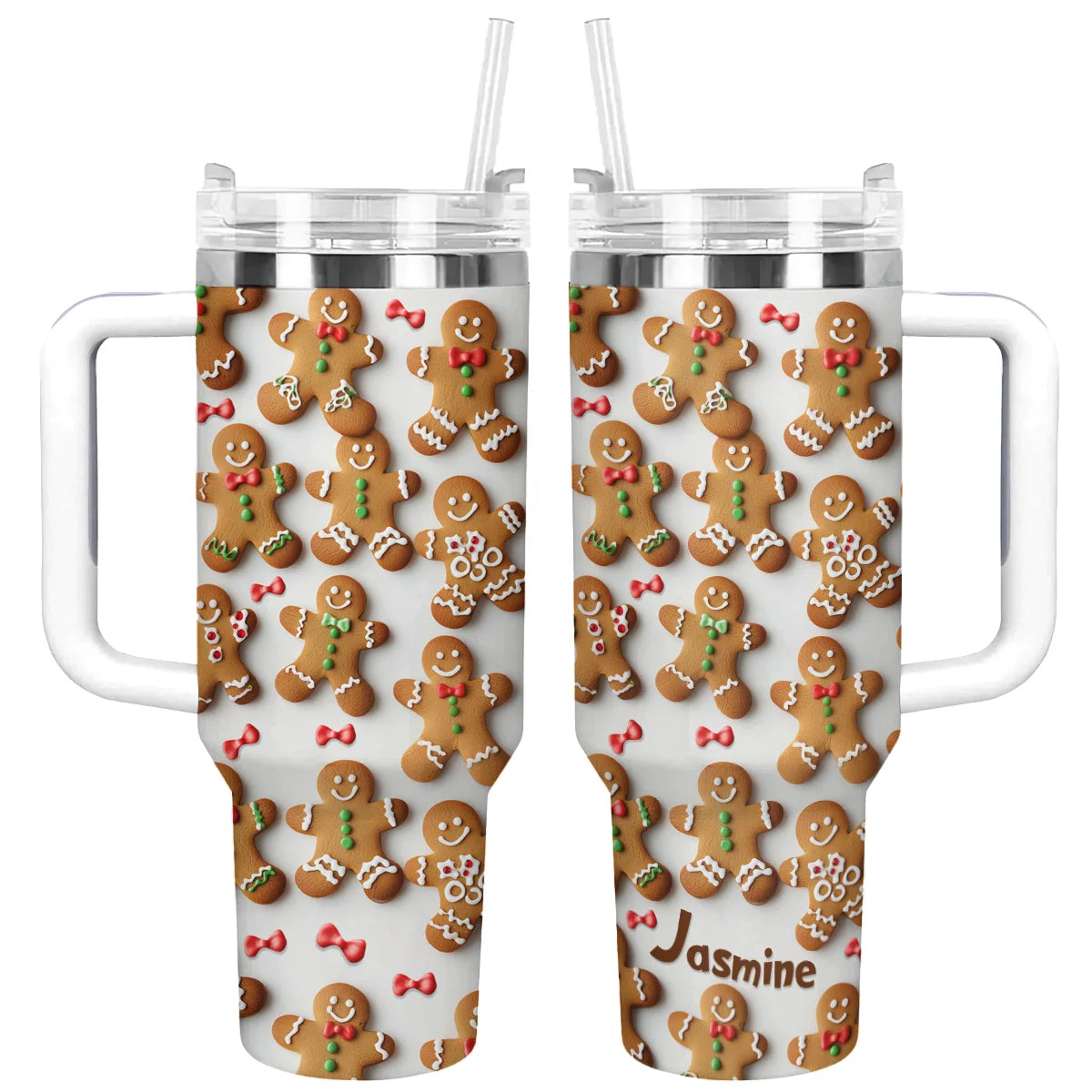 Shineful Glossy Tumbler Personalized Adorable Gingerbread