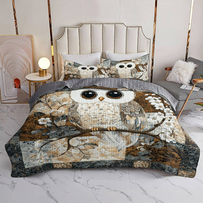 Shineful All Season Quilt 3-Piece Set Cute Owl Lovely