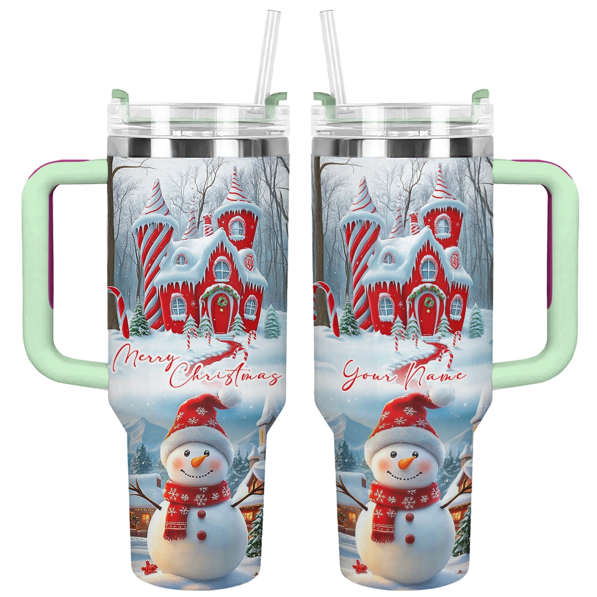 Shineful Glossy Tumbler Personalized Christmas Snowman's Sweet Retreat