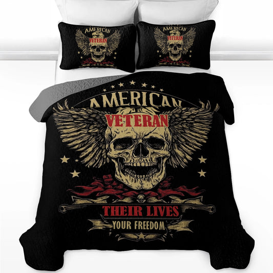 Shineful All Season Quilt 3-Piece Set American Veteran Sacrifices