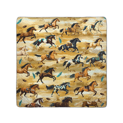 Shineful All Season Quilt 3-Piece Set Galloping Tribal Steeds