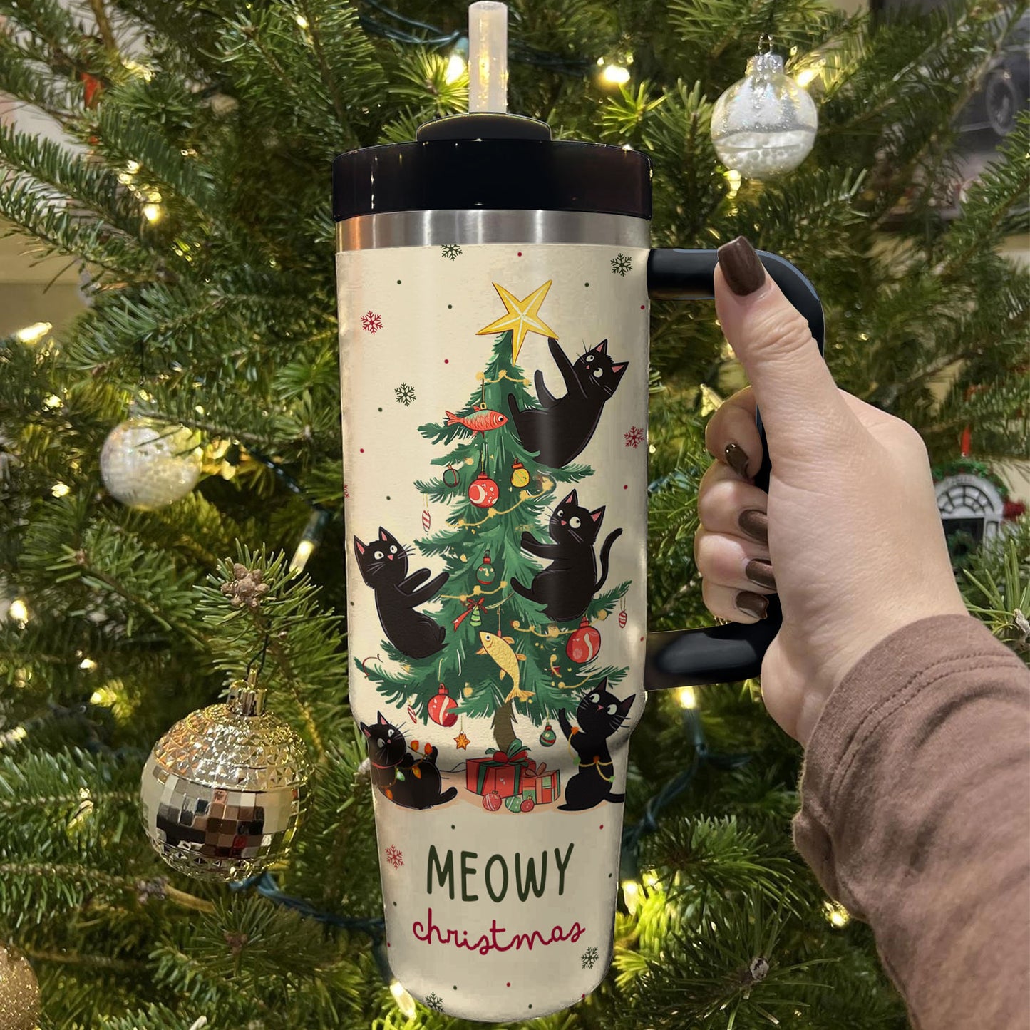 Shineful Tumbler Meowy Christmas
