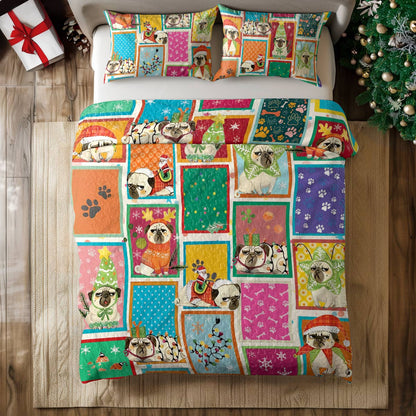 Shineful All Season Quilt 3-Piece Set Puggy Holiday