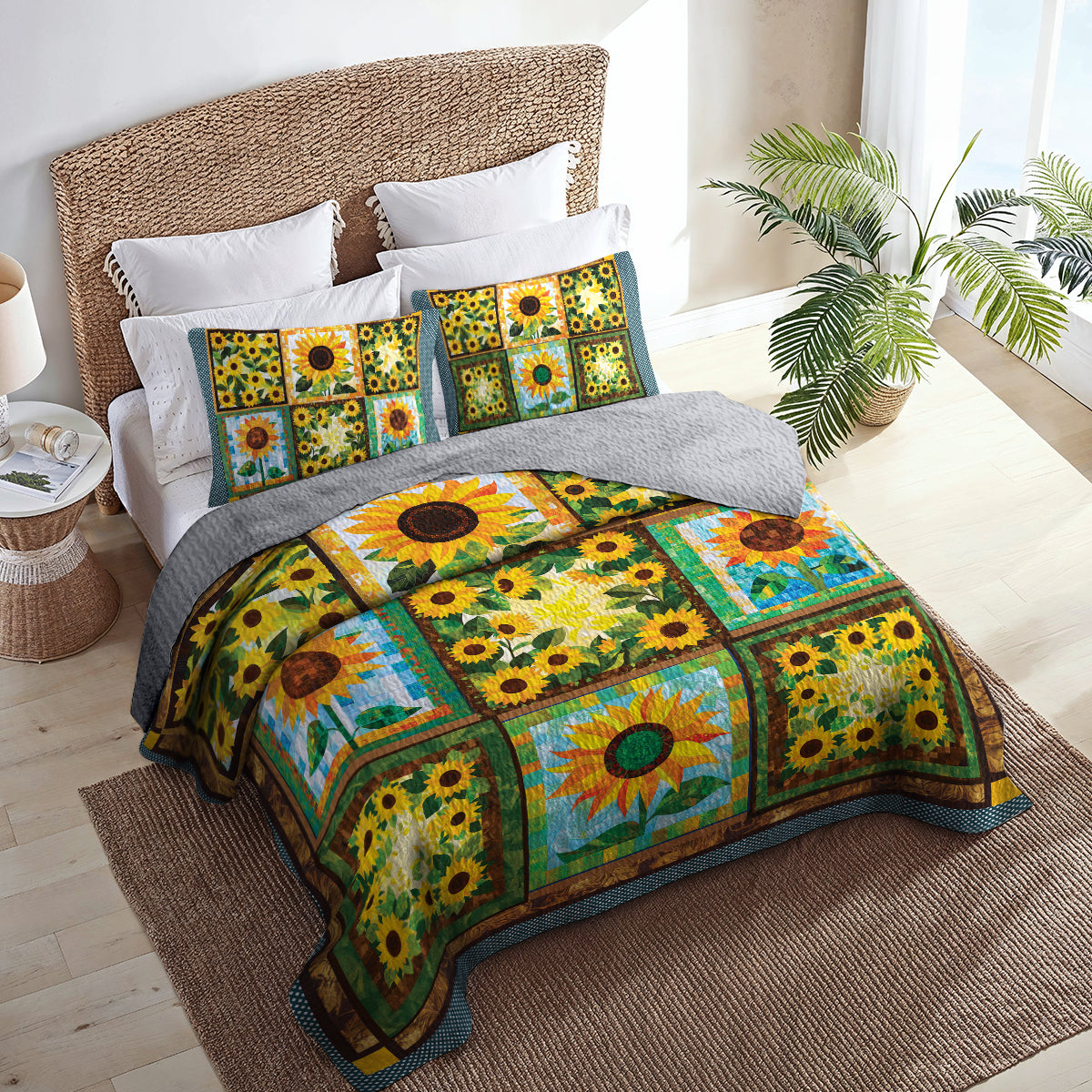 Shineful All Season Quilt 3-Piece Set - Sunflower Blooms And Shines