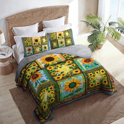 Shineful All Season Quilt 3-Piece Set - Sunflower Blooms And Shines