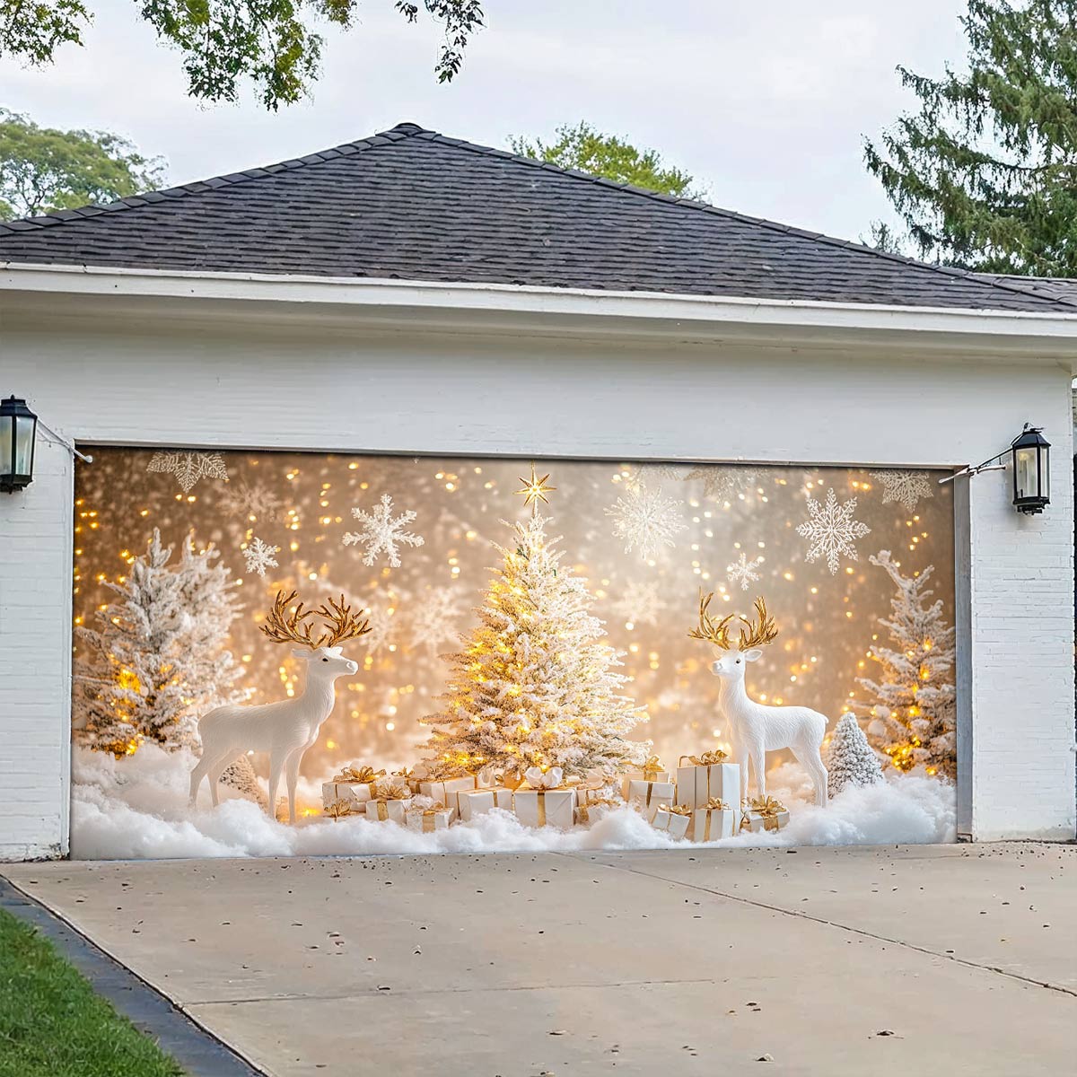 Shineful Garage Door Banner Decoration Twinkling Christmas Night