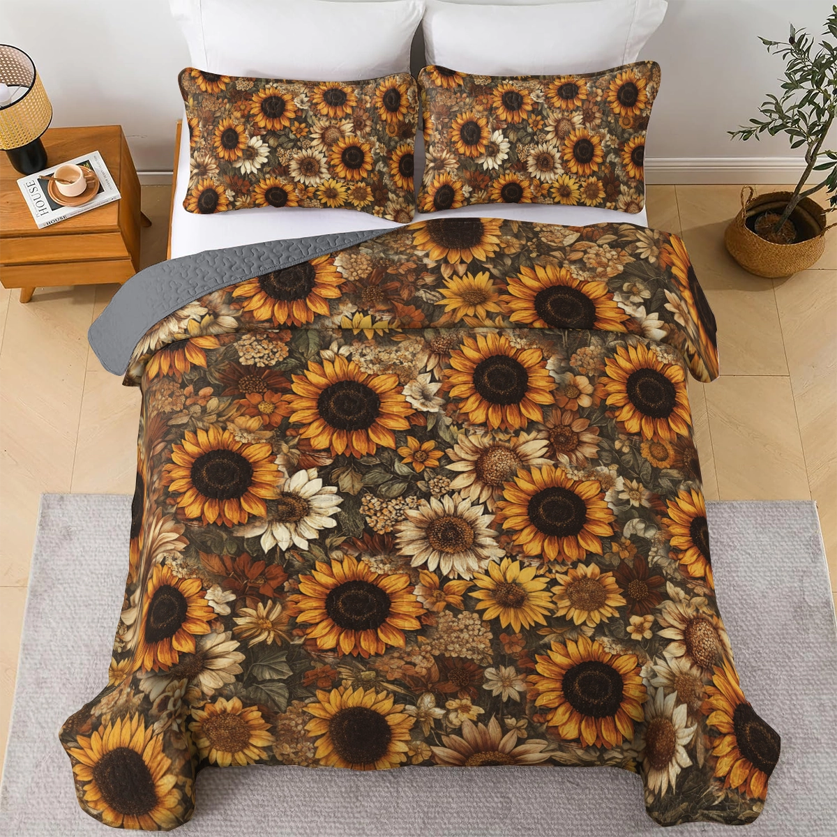 Shineful All Season Quilt 3-Piece Set - Sunflower Glow