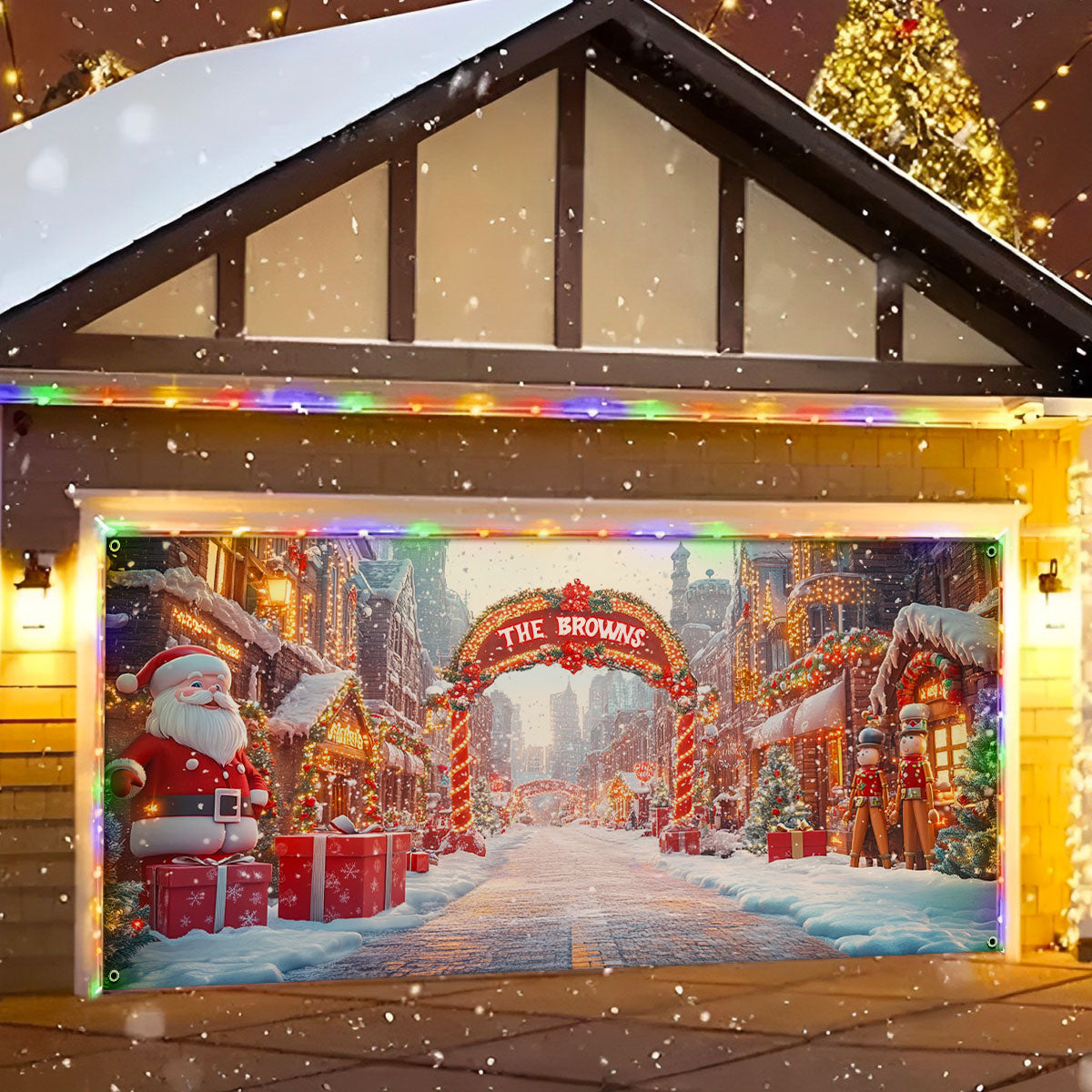 Shineful Personalized Garage Door Banner Decoration Christmas Town