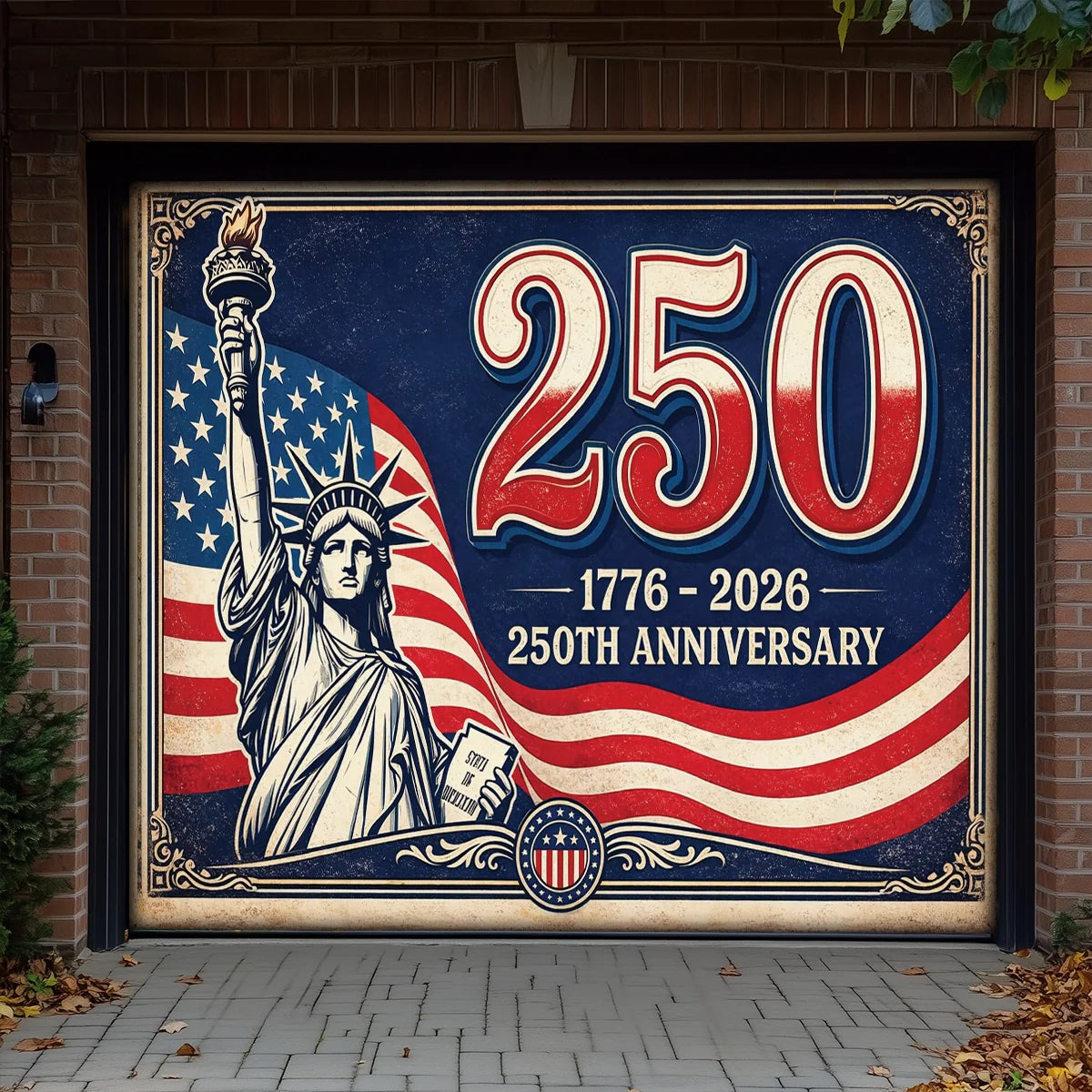 Shineful Garage Door Banner Decoration 250 Years of American Liberty