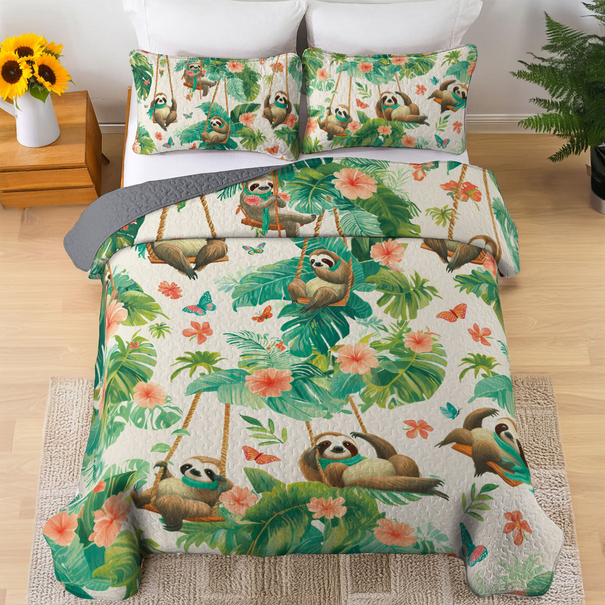 Shineful All Season Quilt 3-Piece Set Sloth Swing